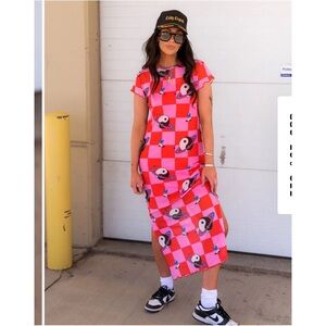 Red and Pink Checkered Dress